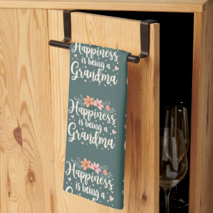 Linge De Cuisine Le bonheur est d'être grand-mère Floral Cottagecor