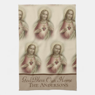 Linge De Cuisine Le coeur sacré de Dieu de Jésus bénissent notre