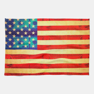 Linge De Cuisine Le drapeau américain de l'argent