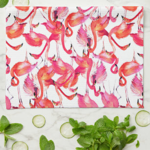 Linge De Cuisine Le Flamant rose d'aquarelle dans les aquarelles