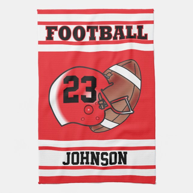 Linge De Cuisine Le football rouge et blanc Jersey de rayure (Vertical)
