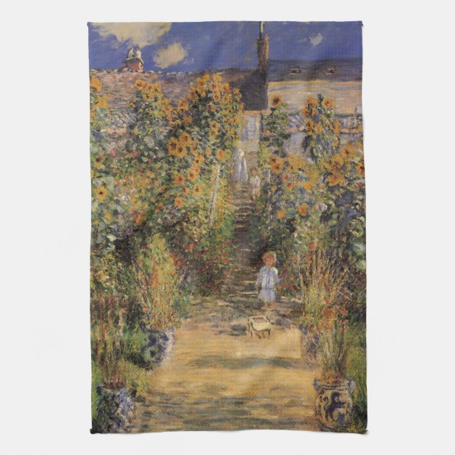 Linge De Cuisine Le jardin de l'artiste à Vetheuil par Claude Monet (Vertical)