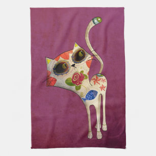 Linge De Cuisine Le jour du chat mignon blanc mort