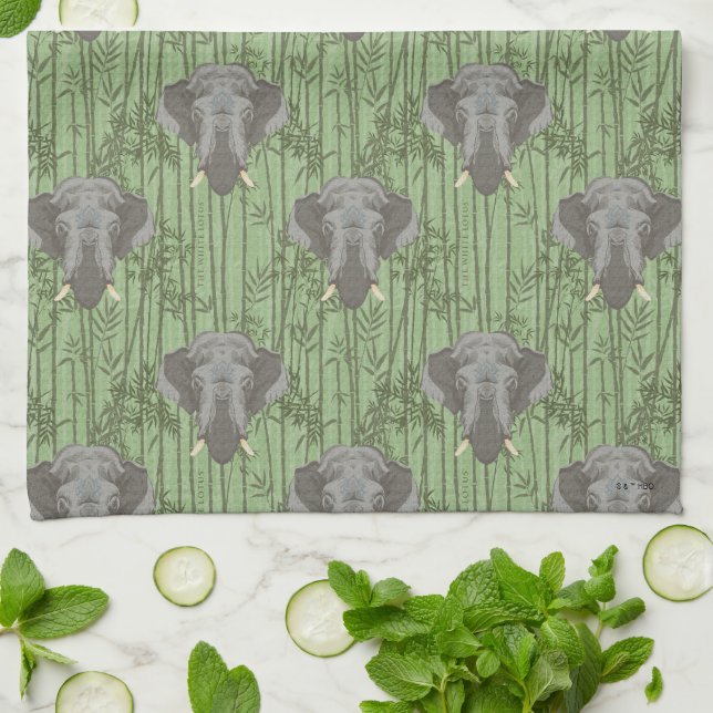 Linge De Cuisine Le Motif blanc des éléphants majestueux Lotus (Plié)