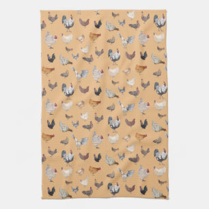 Linge De Cuisine Le motif du poulet heureux à la pêche