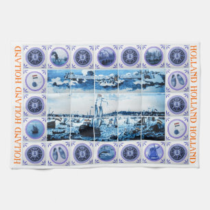 Linge De Cuisine Le Néerlandais vintage Delft Delftware bleu couvr