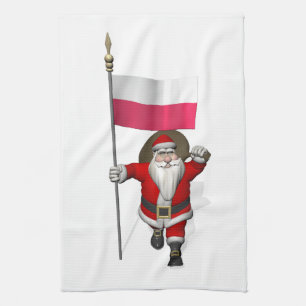 Linge De Cuisine Le père noël avec le drapeau de la Pologne