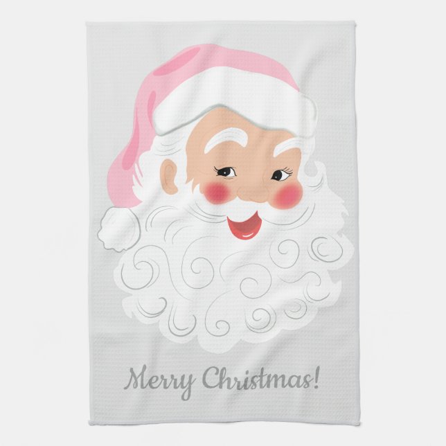 Linge De Cuisine Le Père Noël en Casquette rose Noël (Vertical)