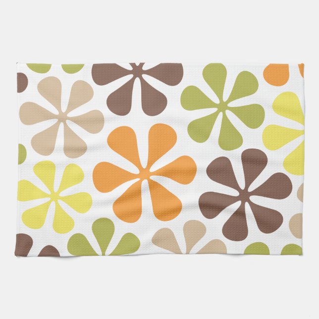 Linge De Cuisine Le résumé fleurit de rétros couleurs (Horizontal)