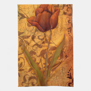 Linge De Cuisine Le rouge fleurit II