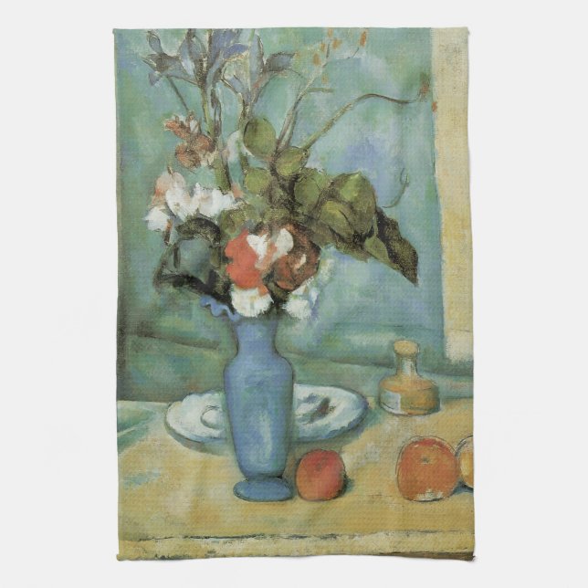 Linge De Cuisine Le Vase Bleu (Fleurs et Fruits) par Paul Cezanne (Vertical)