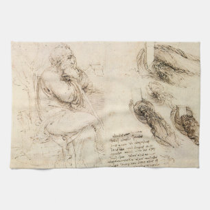 Linge De Cuisine Le vieux et l'eau de Léonard de Vinci
