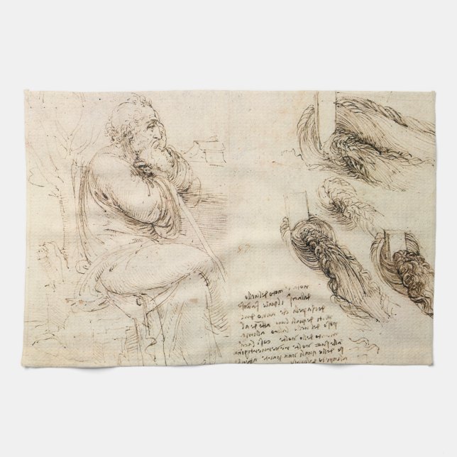 Linge De Cuisine Le vieux et l'eau de Léonard de Vinci (Horizontal)