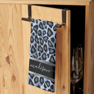 Linge De Cuisine Léopard bleu et noir - Personnaliser