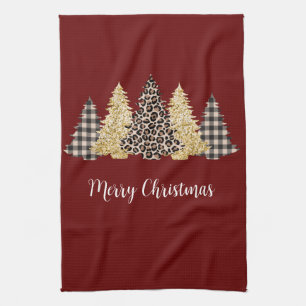 Linge De Cuisine Leopard Cheetah Buffalo Plaid Christmas Trees