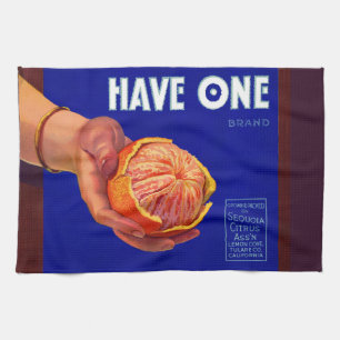 Linge De Cuisine Les années 1940 ont une plaque étiquette orange
