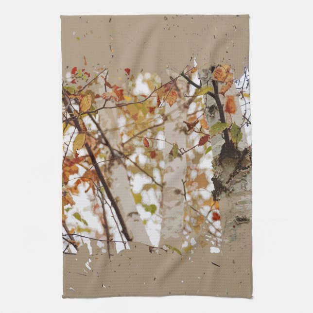 Linge De Cuisine Les bouleaux tombent Feuilles de dénivelé Rough Ed (Vertical)
