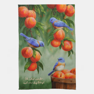 Linge De Cuisine Les oiseaux bleus dans le verger d'un bracelet