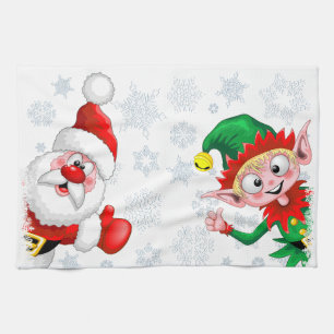 Linge De Cuisine Les personnages de Noël de père Noël et Elf