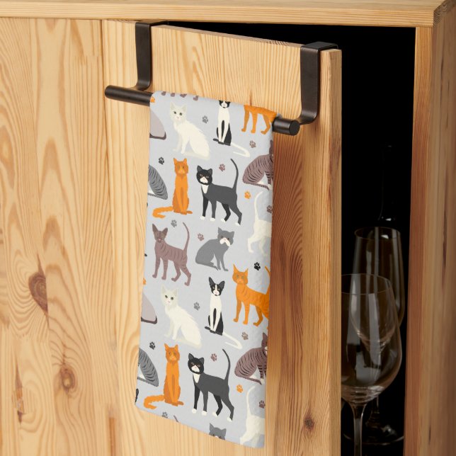 Linge De Cuisine Les Prints des Chats et des Paw (Pliage en tiers)