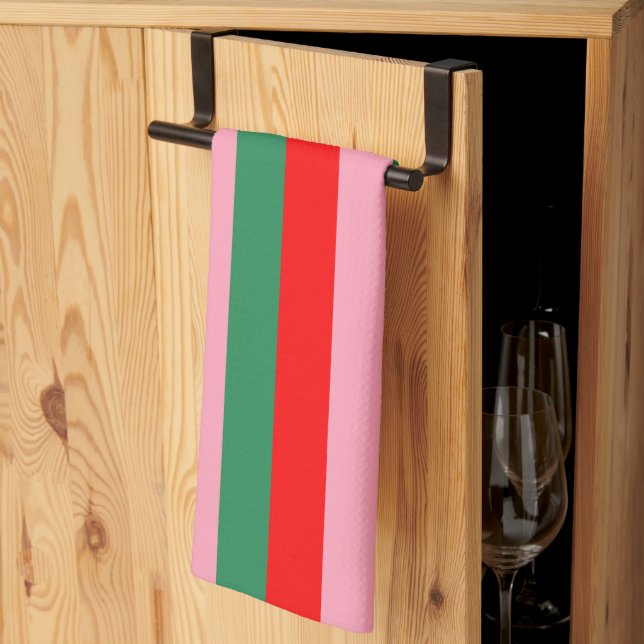 Linge De Cuisine Les rayures de Noël contemporaines (Pliage en tiers)