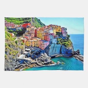 Linge De Cuisine Les rêves de la falaise : les couleurs de Manarola