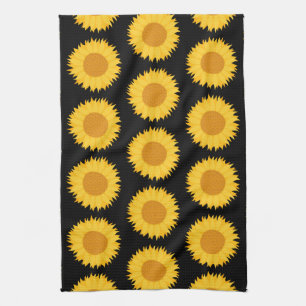 Linge De Cuisine Les tournesols modèlent sur le noir