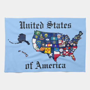 Linge De Cuisine L'état d'USA marque la carte