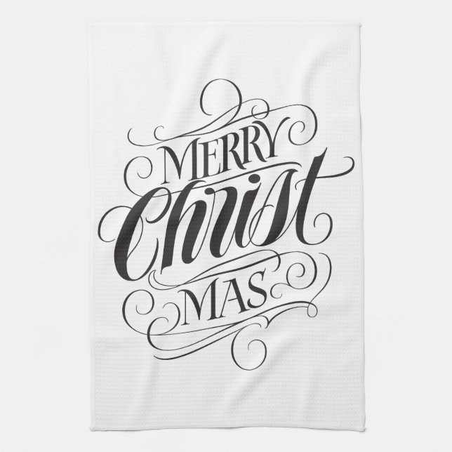Linge De Cuisine Lettrage religieux de calligraphie de Joyeux Noël (Vertical)