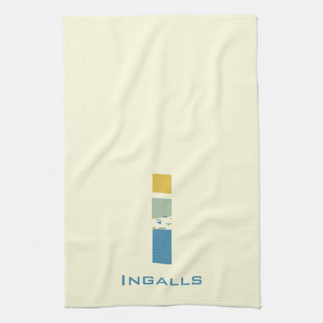 Linge De Cuisine Lettre Abstraite moderne I Monogramme initial (Vertical)