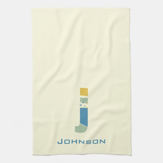 Linge De Cuisine Lettre Abstraite moderne J Monogramme Initial (Vertical)