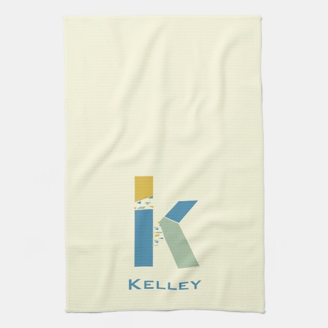 Linge De Cuisine Lettre Abstraite moderne K Monogramme initial (Vertical)