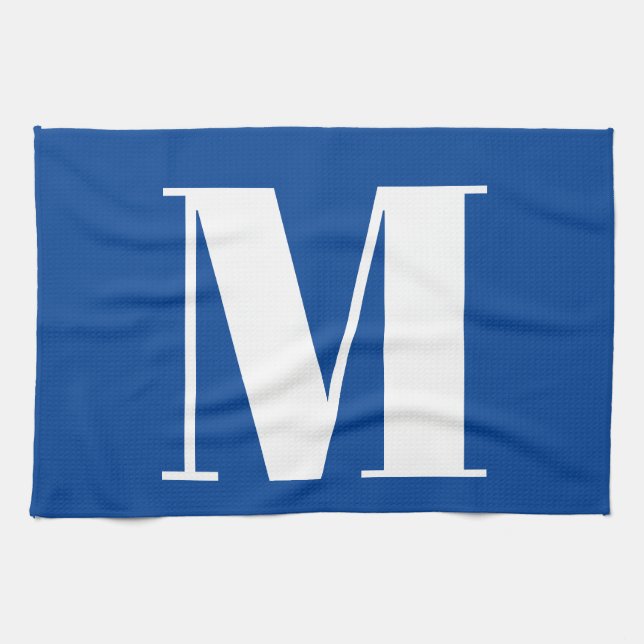 Linge De Cuisine LETTRE INITIALE Bleu Profond Monogramme Moderne De (Horizontal)