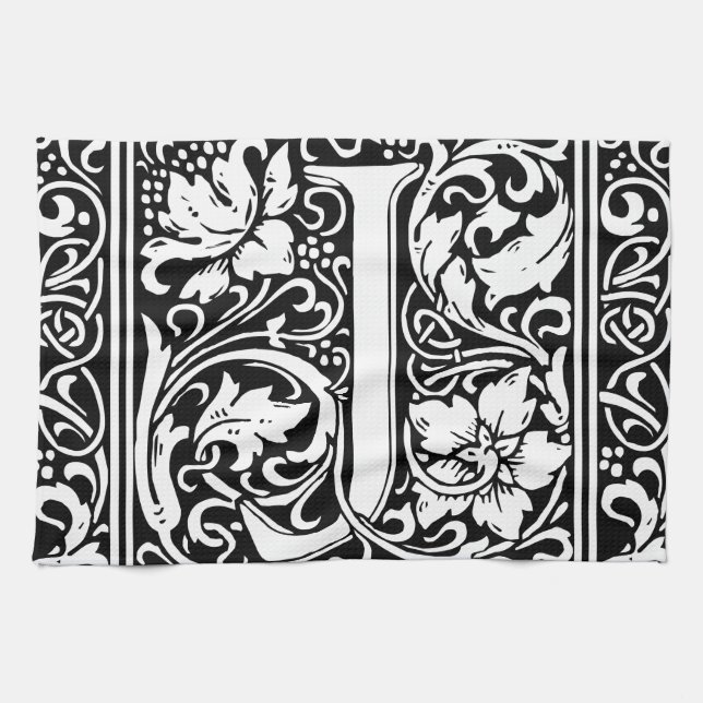 Linge De Cuisine Lettre J Monogramme médiéval Art Nouveau (Horizontal)