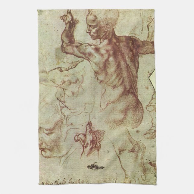 Linge De Cuisine L'étude de Michel-Ange sur un Sibyl Libyen (Vertical)
