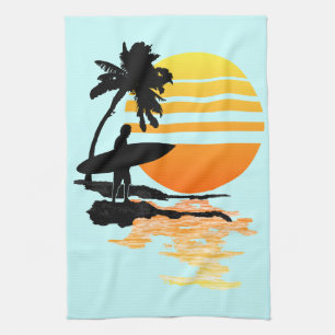 Linge De Cuisine Lever de soleil surfant