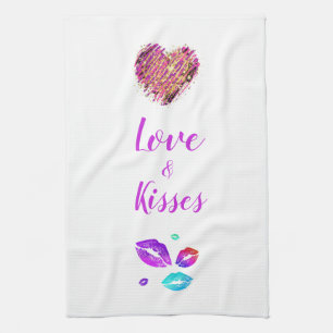 Linge De Cuisine Lèvres Colorées Avec Amour & Baisers
