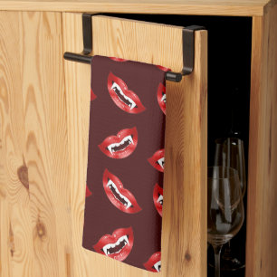 Linge De Cuisine Lèvres de Vampire Rouges Motif Bouche de Vampire H