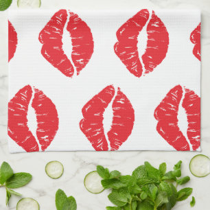 Linge De Cuisine Lèvres Rouges, Rouge À Lèvres, Baiser, Motif Des L