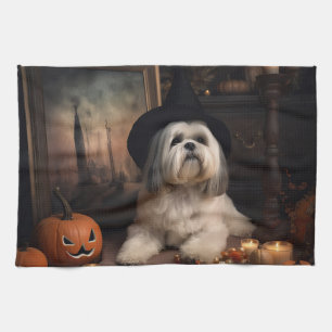 Linge De Cuisine Lhasa Apso Citrouille Halloween effrayant