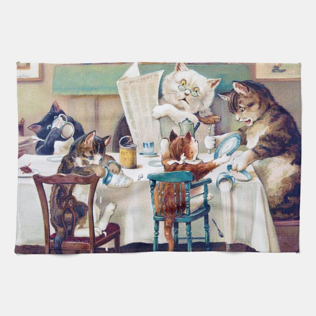 Linge De Cuisine L'heure du petit-déjeuner des chats, Louis Wain (Horizontal)