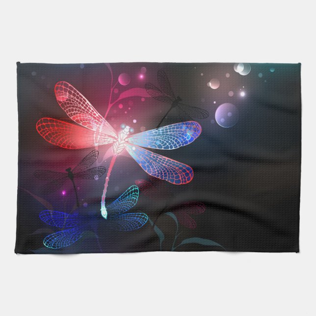 Linge De Cuisine libellule rouge brillante (Horizontal)