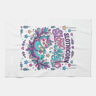 Linge De Cuisine Licorne Slothicorne Magie Lente Marché Coloré