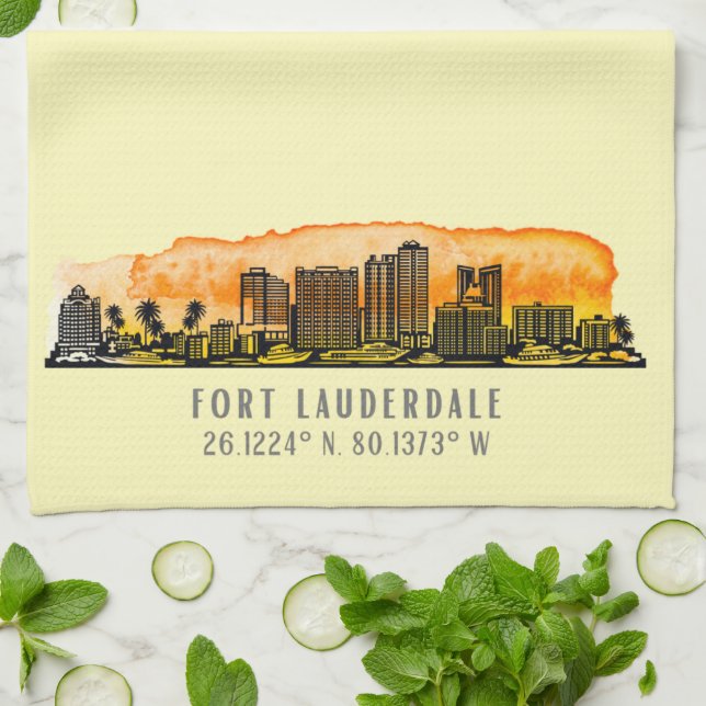 Linge De Cuisine Ligne aérienne et coordonnées de Fort Lauderdale (Plié)