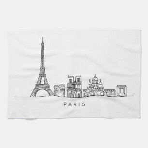 Linge De Cuisine Ligne artistique minimaliste de la skyline de Pari