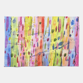 Linge De Cuisine Lignes colorées Aquarelle Abstraite