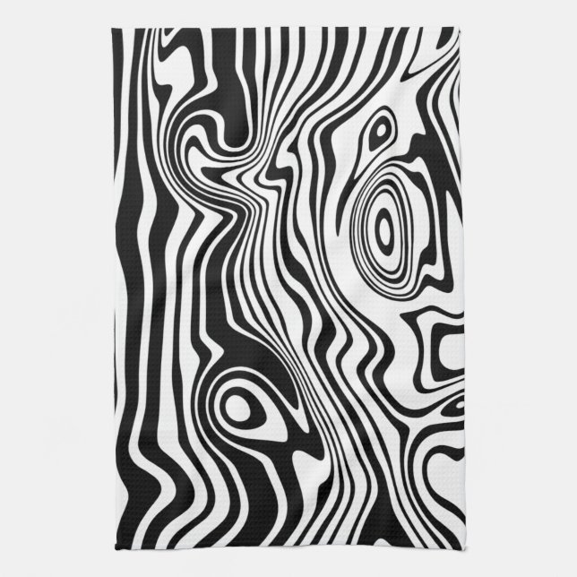 Linge De Cuisine Lignes noires et blanches Abstraites - personnalis (Vertical)