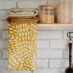Linge De Cuisine Lignes pointillées brûlé motif jaune
