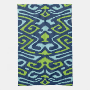 Linge De Cuisine L'ikat tribal foncé frais de bleu marine et de