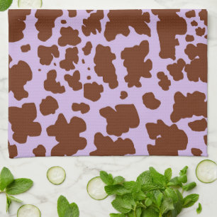 Linge De Cuisine Lilac Purple moderne et peau Brown de vache Imprim